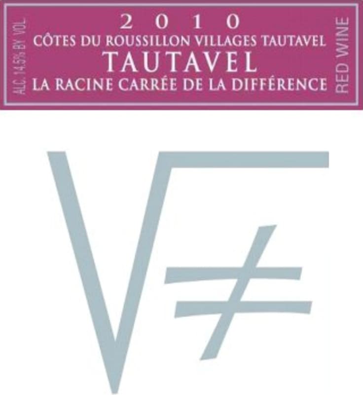La Difference Roussillon Cotes du Roussillon Villages Tautavel La Racine Carre 2010 Front Label