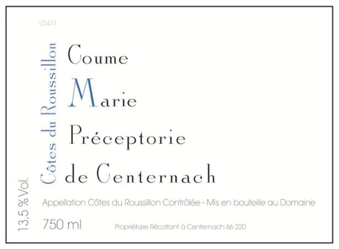 La Preceptorie Cotes du Roussillon Coume Marie Blanc 2015 Front Label