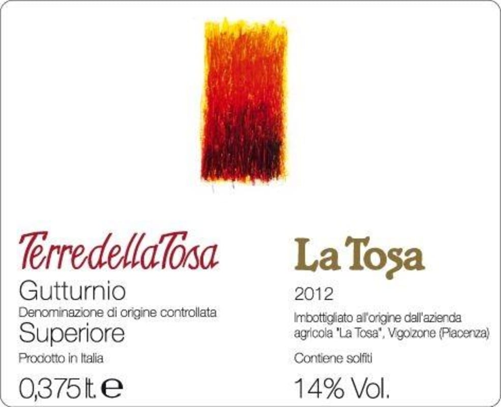 La Tosa Gutturnio Terre della Tosa Superiore 2012 Front Label