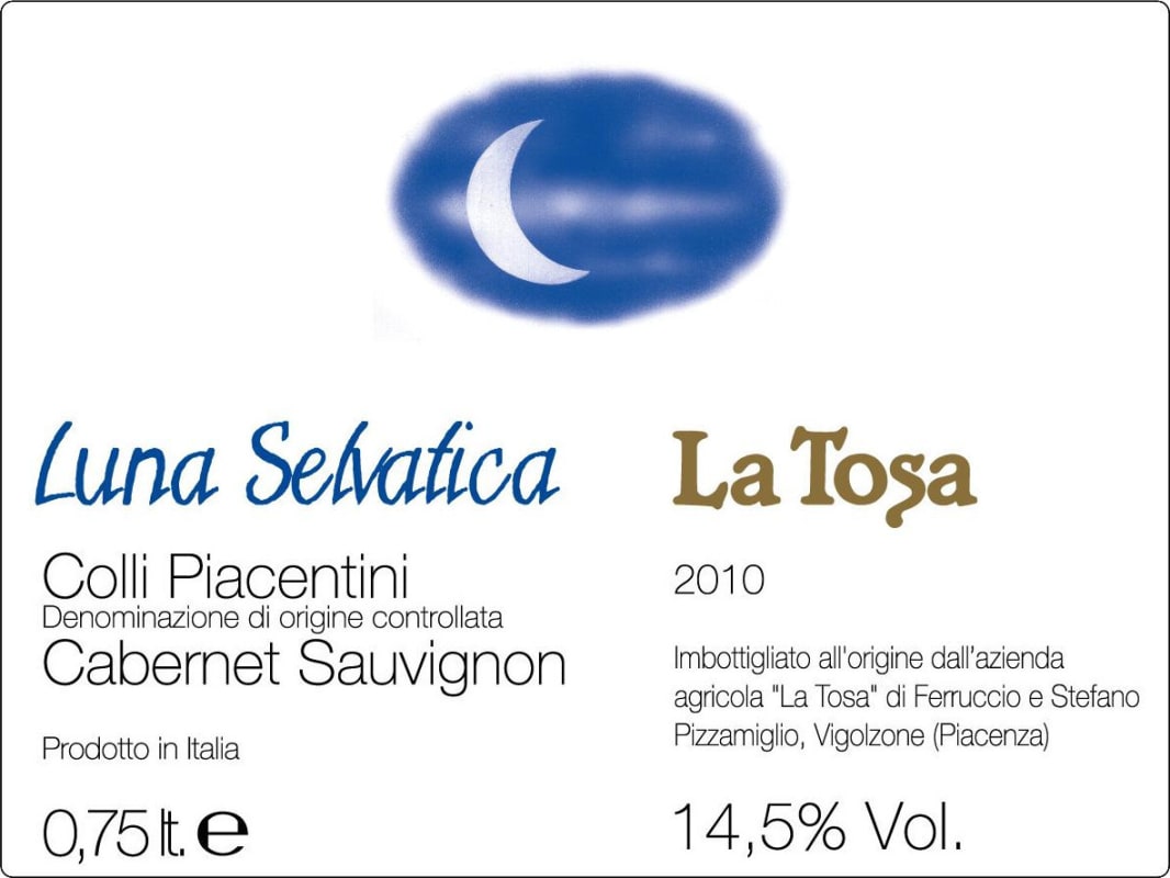 La Tosa Colli Piacentini Luna Selvatica Cabernet Sauvignon 2010 Front Label