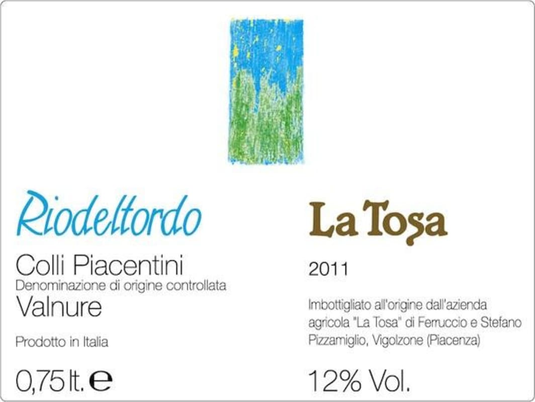 La Tosa Colli Piacentini Valnure Rio del tordo 2011 Front Label