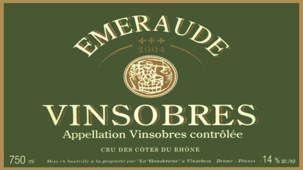 La Vinsobraise Vinsobres Emeraude 2004 Front Label