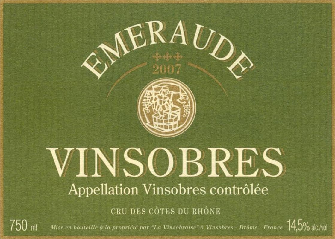 La Vinsobraise Vinsobres Emeraude 2007 Front Label