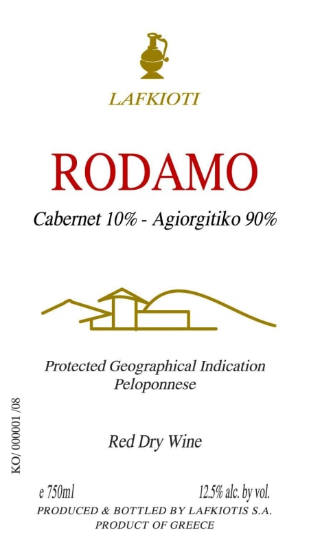 Lafkiotis Winery Rodamo Red 2011 Front Label