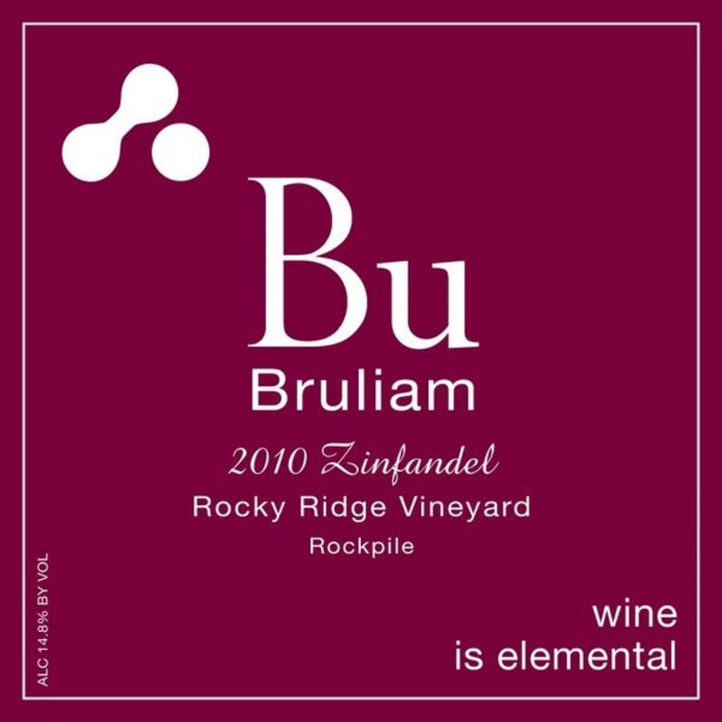 Bruliam Wines Rocky Ridge Vineyard Zinfandel 2010 Front Label