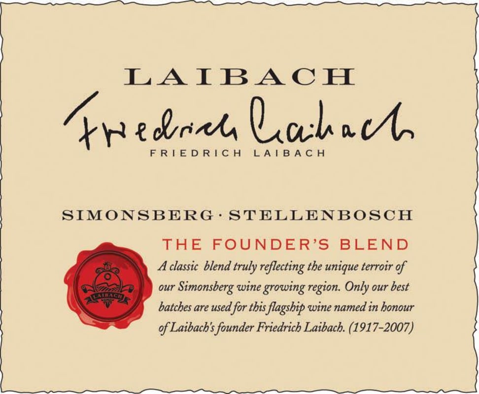 Laibach Friedrich Laibach The Founder's Blend 2011 Front Label