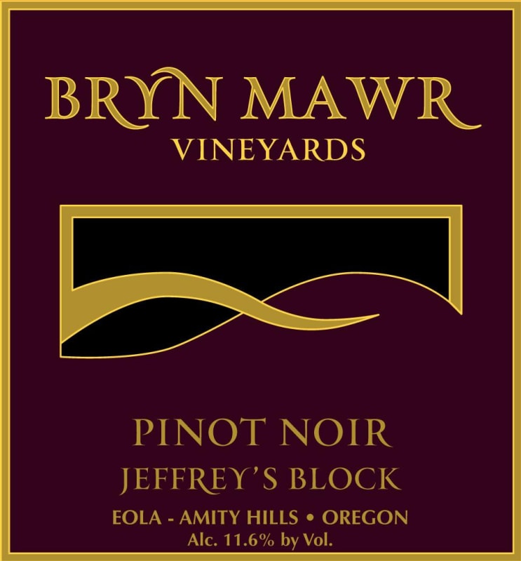 Bryn Mawr Vineyards Jeffrey's Block Pinot Noir 2012 Front Label