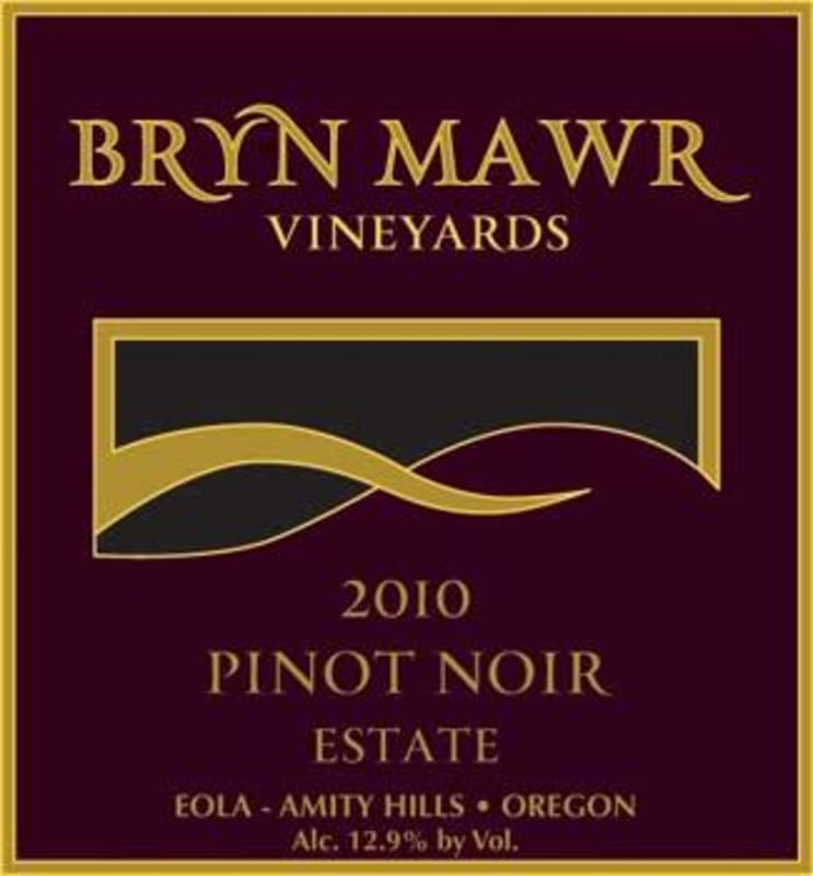 Bryn Mawr Vineyards Estate Pinot Noir 2010 Front Label