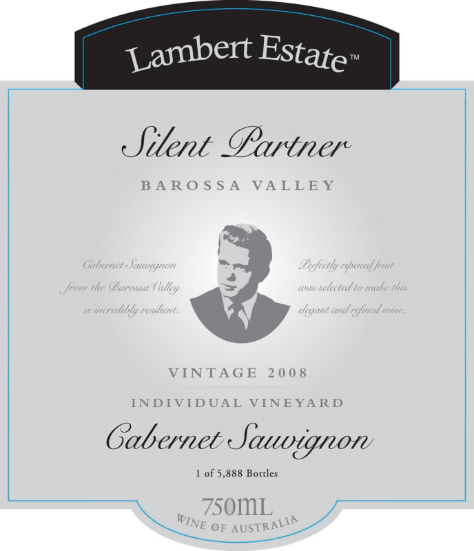 Lambert Estate Silent Partner Cabernet Sauvignon 2008 Front Label