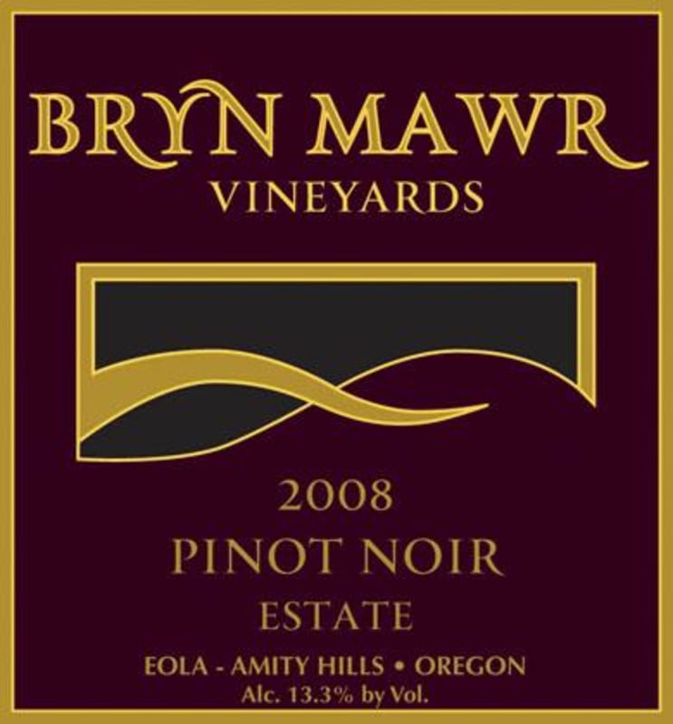 Bryn Mawr Vineyards Estate Pinot Noir 2008 Front Label