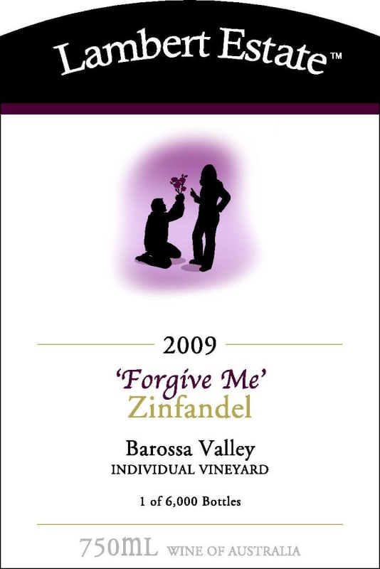 Lambert Estate Forgive Me Zinfandel 2009 Front Label