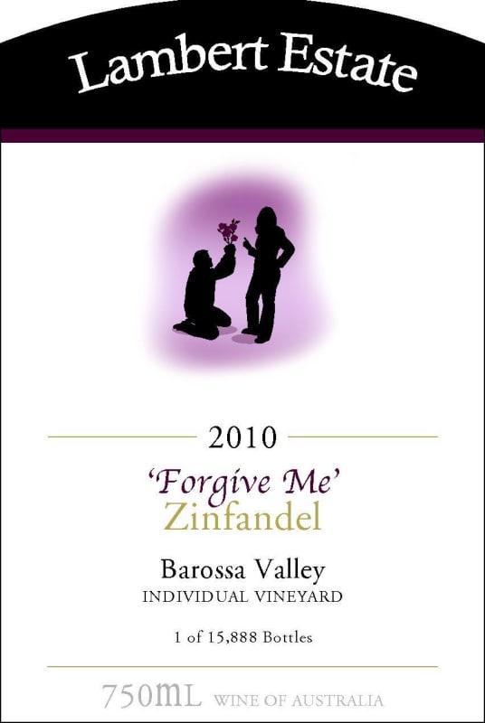 Lambert Estate Forgive Me Zinfandel 2010 Front Label