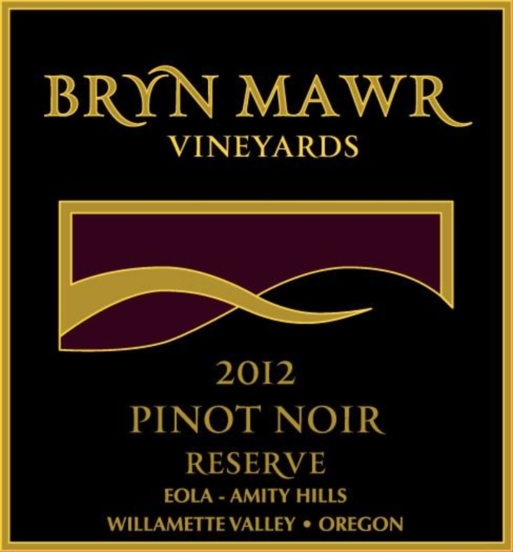 Bryn Mawr Vineyards Reserve Pinot Noir 2012 Front Label