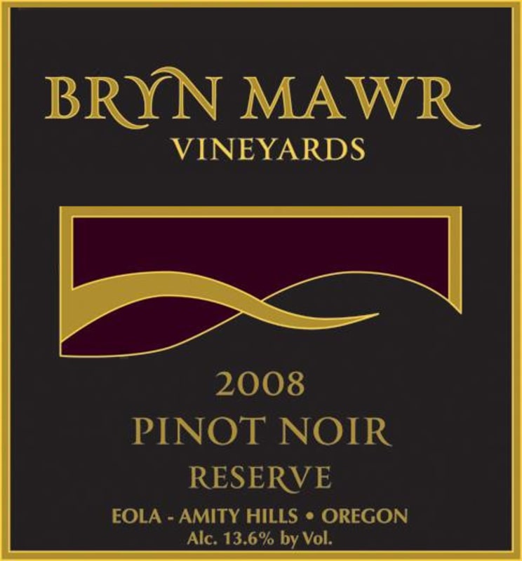 Bryn Mawr Vineyards Reserve Pinot Noir 2008 Front Label
