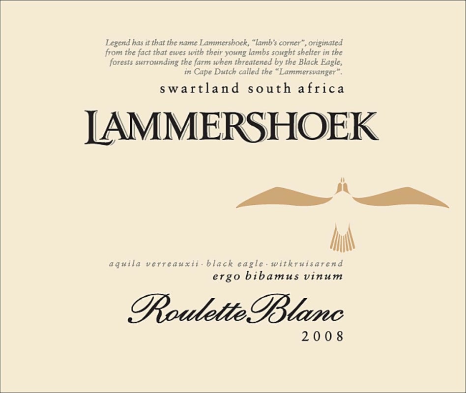 Lammershoek Winery Roulette Blanc 2008 Front Label