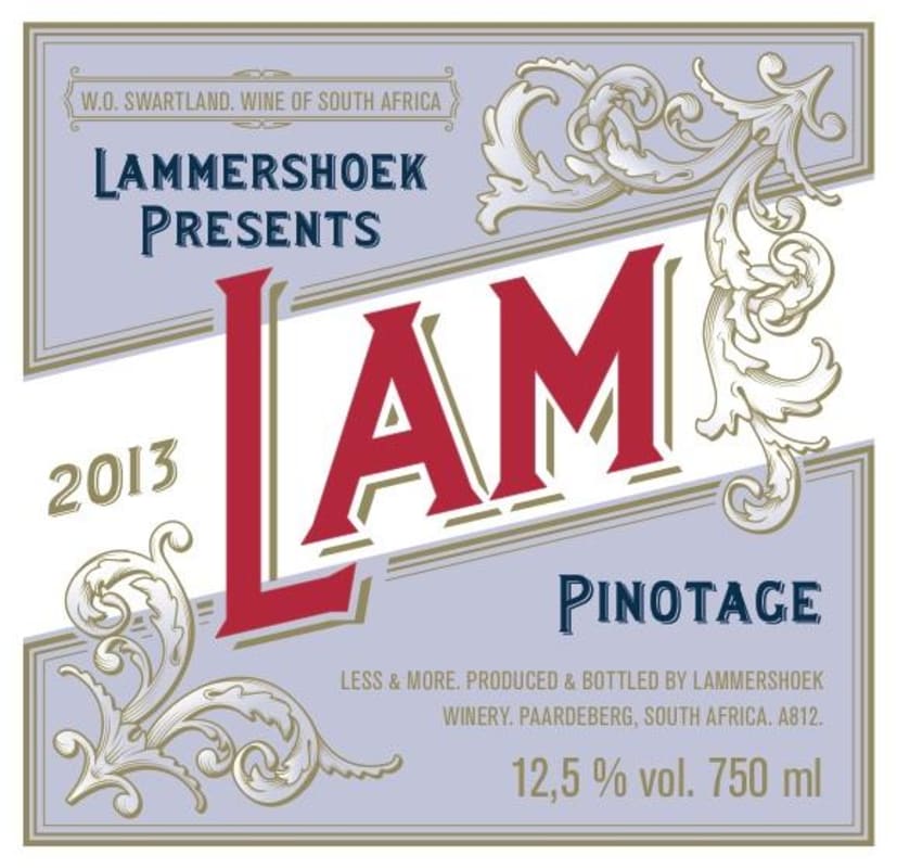 Lammershoek Winery LAM Pinotage 2013 Front Label