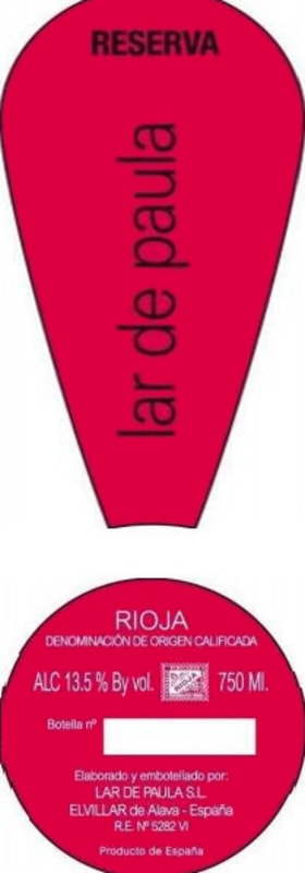 Lar de Paula Reserva 2005 Front Label