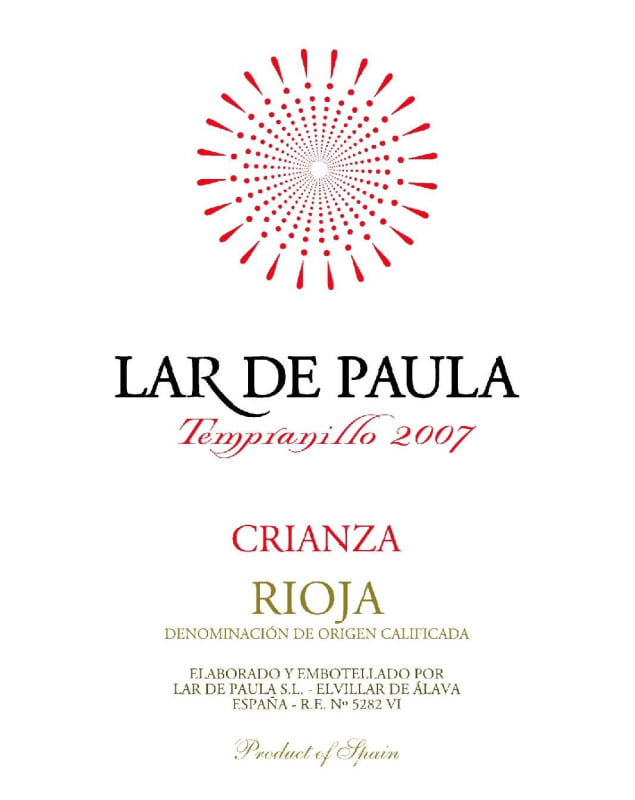 Lar de Paula Crianza 2007 Front Label