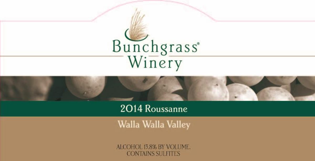 Bunchgrass Winery Roussanne 2014 Front Label