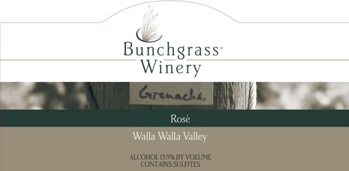 Bunchgrass Winery Grenache Rose 2013 Front Label