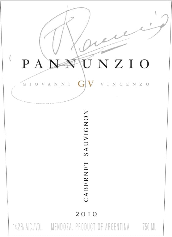 Las Piedras Pura Vid GV Pannunzio Cabernet Sauvignon 2010 Front Label