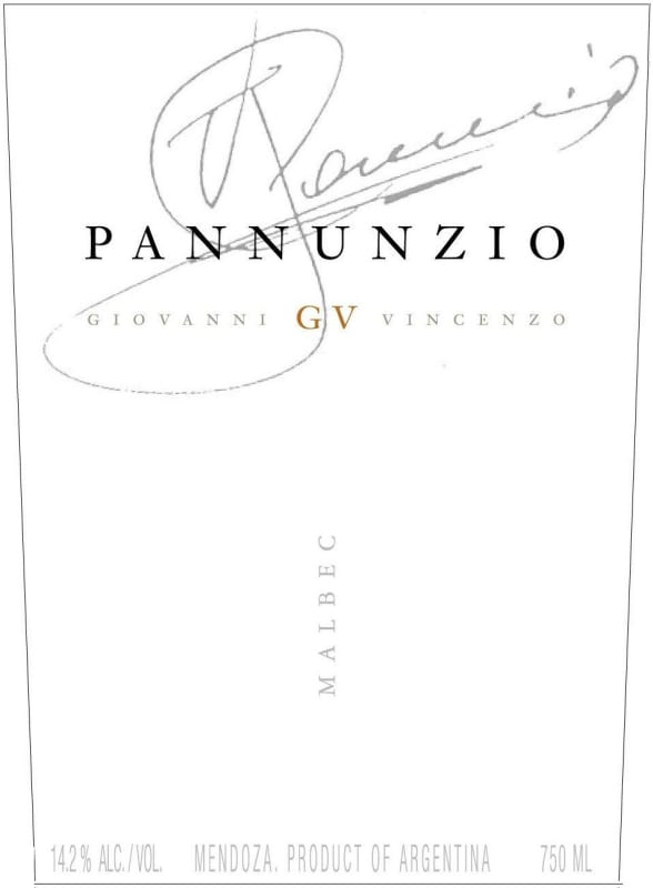 Las Piedras Pura Vid GV Pannunzio Malbec 2014 Front Label