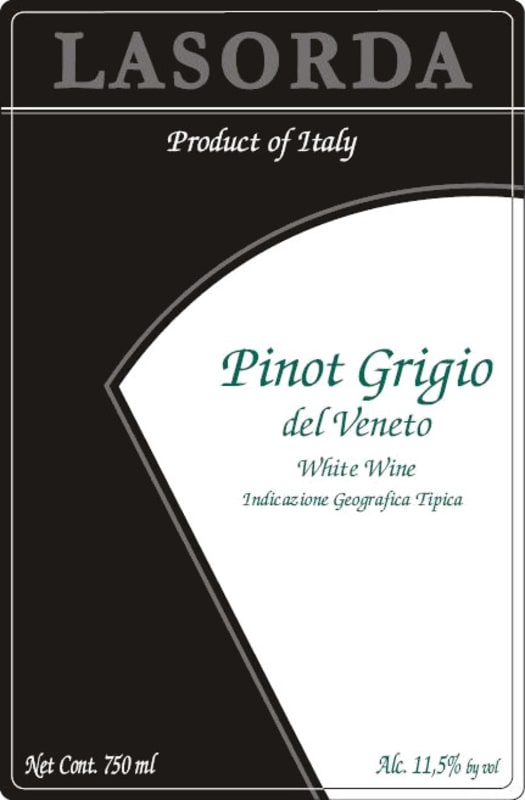 Lasorda Wine Del Veneto Pinot Grigio 2014 Front Label