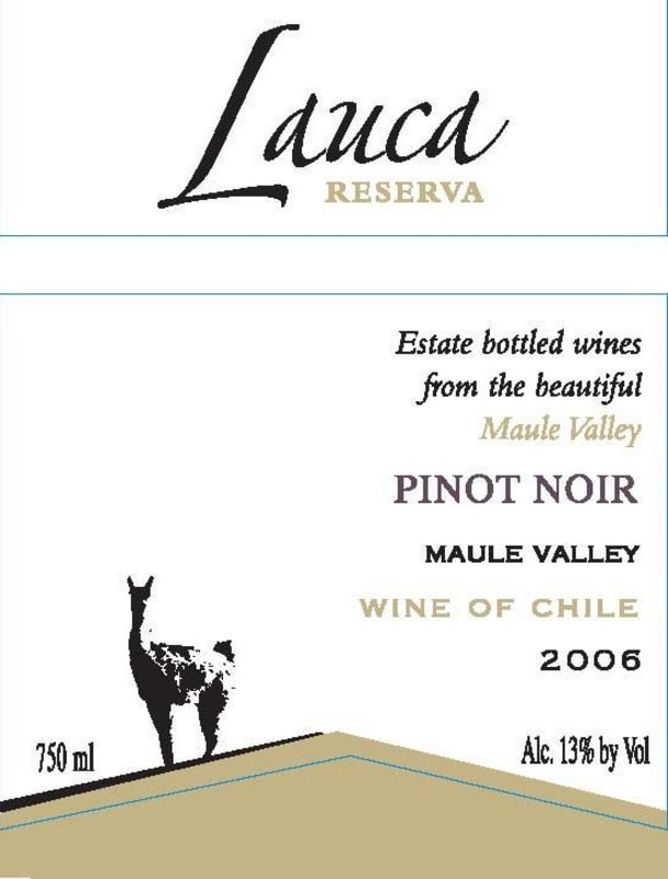 Lauca Wines Reserva Pinot Noir 2006 Front Label