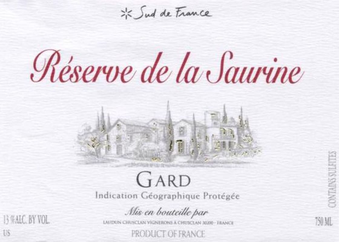Laudun & Chusclan Vignerons Reserve de la Saurine Rouge 2011 Front Label