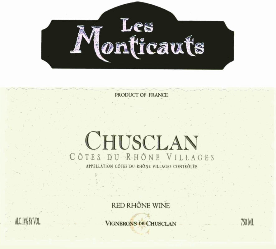 Laudun & Chusclan Vignerons Cotes du Rhone Villages Chusclan Les Monticauts 2014 Front Label