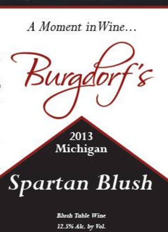 Burgdorf's Winery Spartan Blush 2013 Front Label
