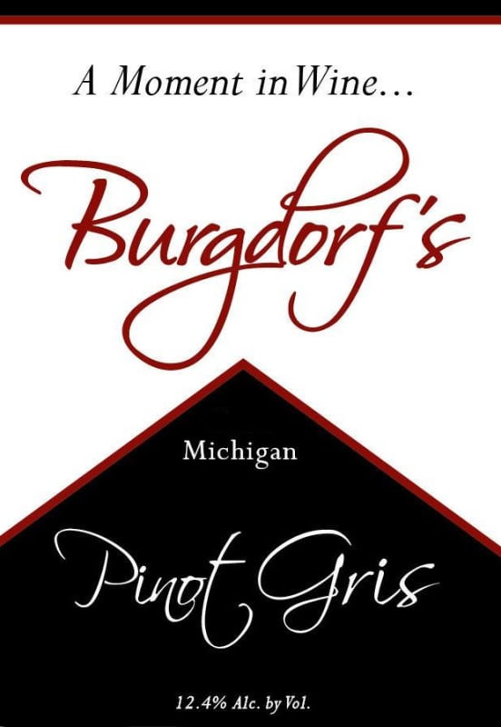 Burgdorf's Winery Pinot Gris 2013 Front Label