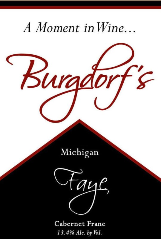 Burgdorf's Winery Faye Cabernet Franc 2012 Front Label