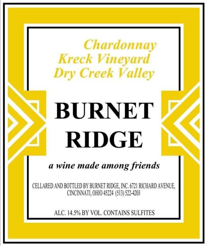 Burnet Ridge Kreck Vineyard Chardonnay 2015 Front Label