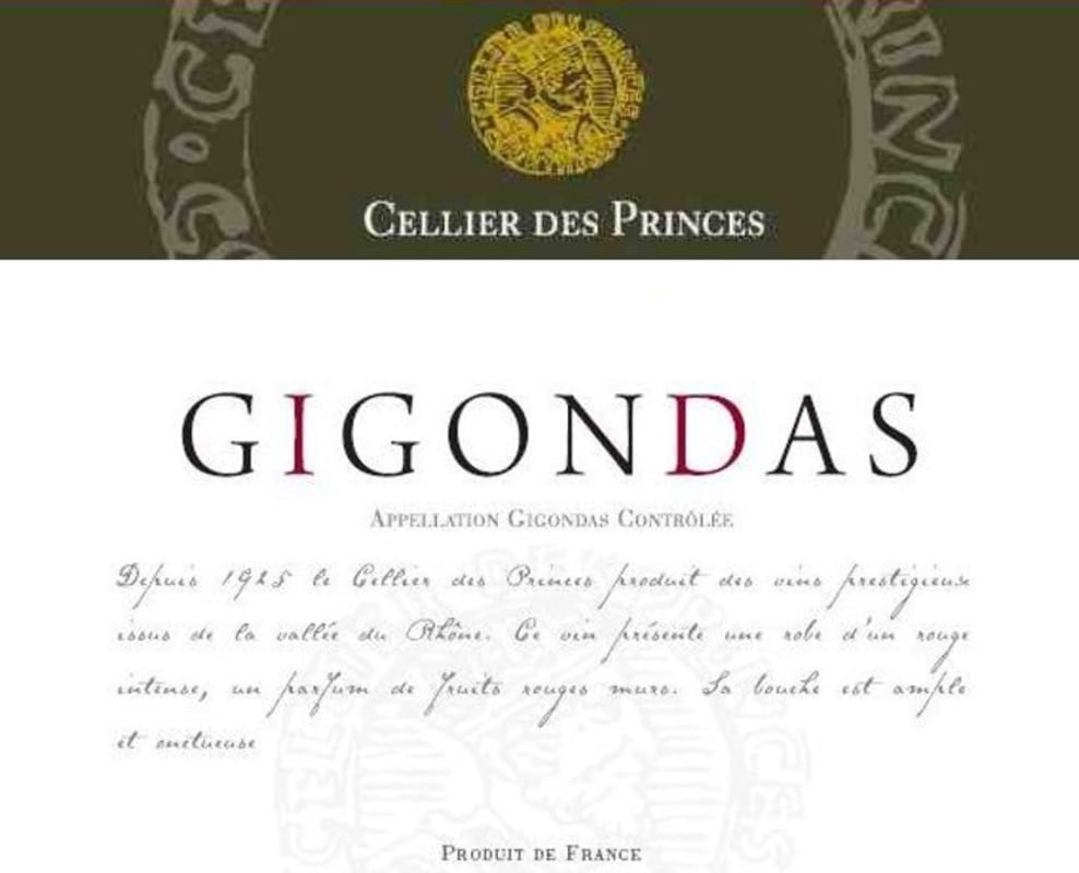 Le Cellier des Princes Gigondas 2015 Front Label