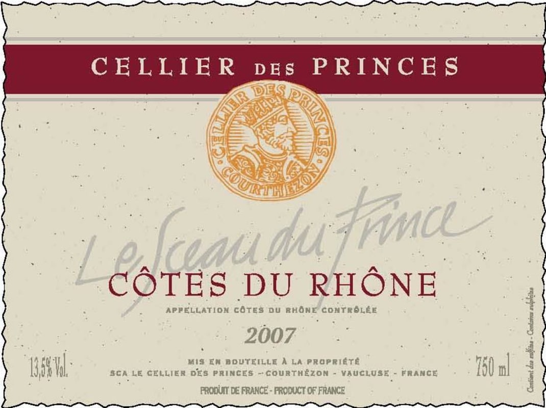 Le Cellier des Princes Cotes du Rhone Rose 2007 Front Label