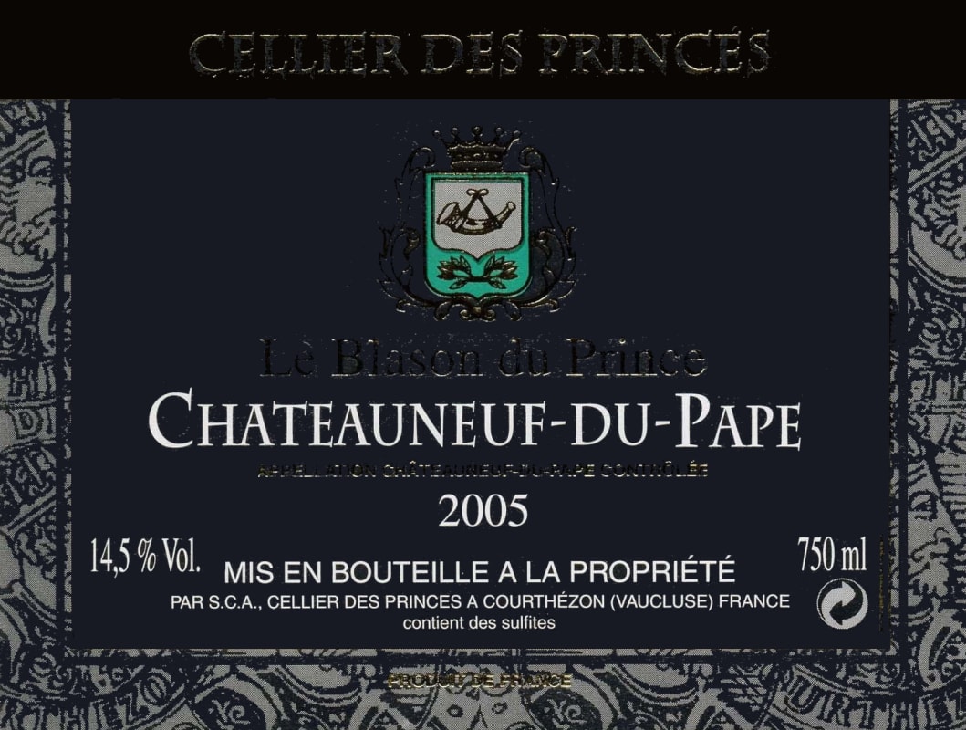Le Cellier des Princes Chateauneuf-du-Pape Le Blason du Prince 2005 Front Label
