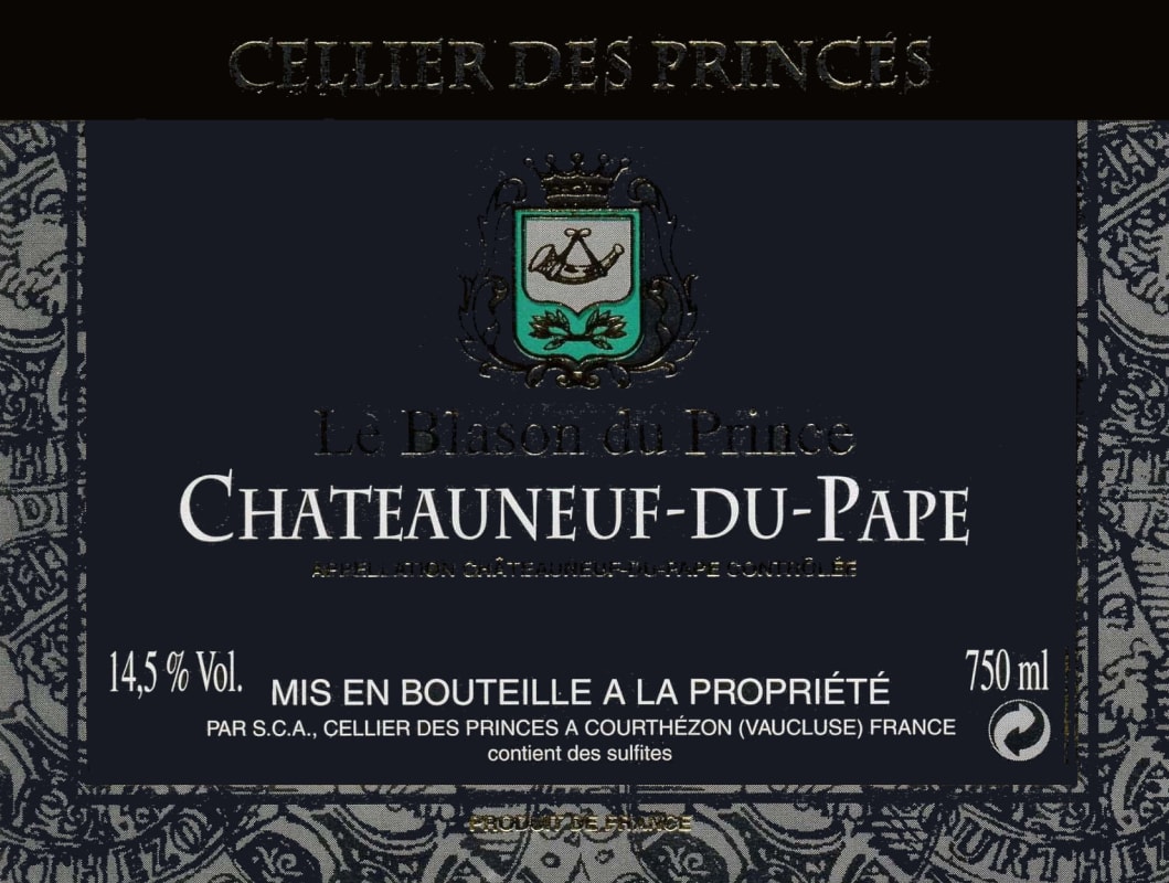 Le Cellier des Princes Chateauneuf-du-Pape Le Blason du Prince 2009 Front Label