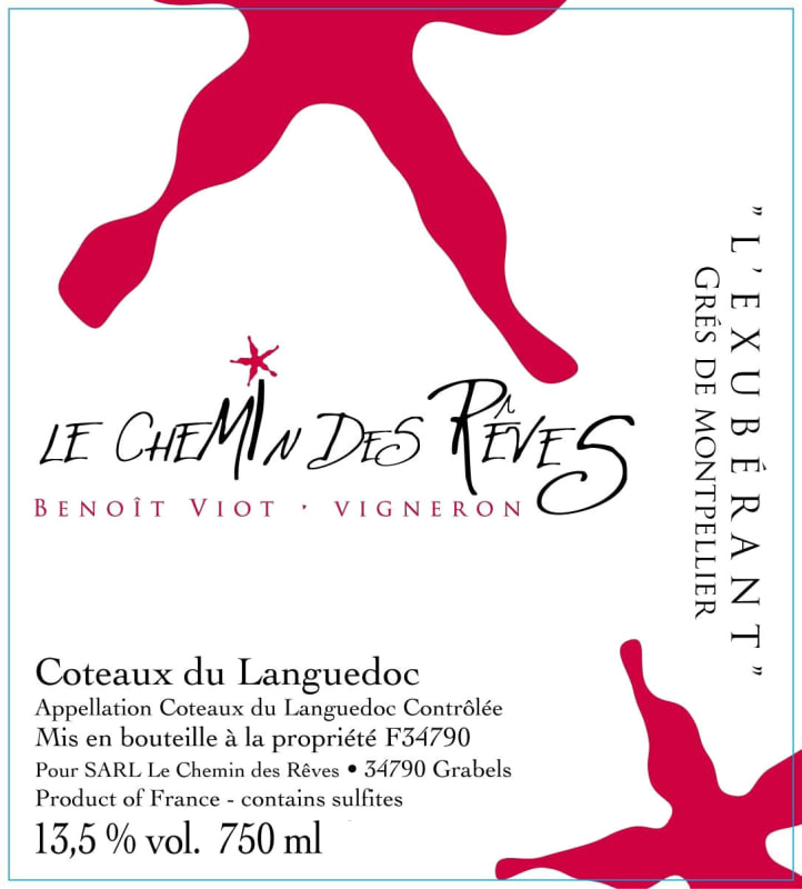 Le Chemin des Reves Gres de Montpellier L'Exuberant 2012 Front Label