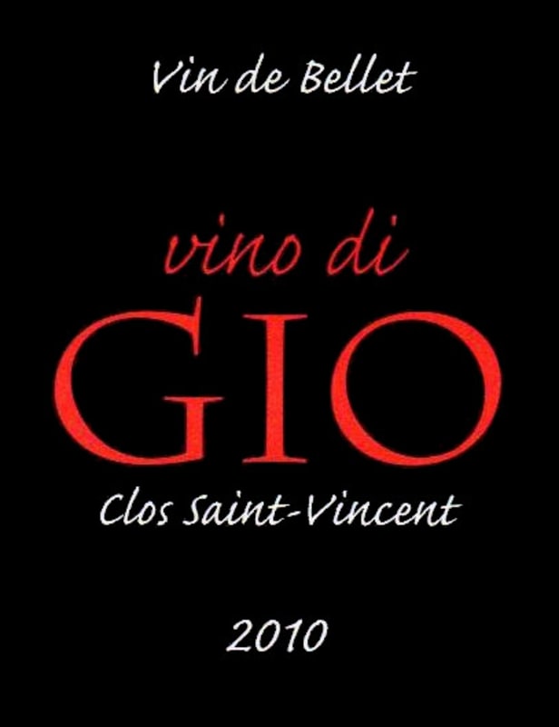 Le Clos Saint-Vincent Bellet Vino di Gio Rouge 2010 Front Label
