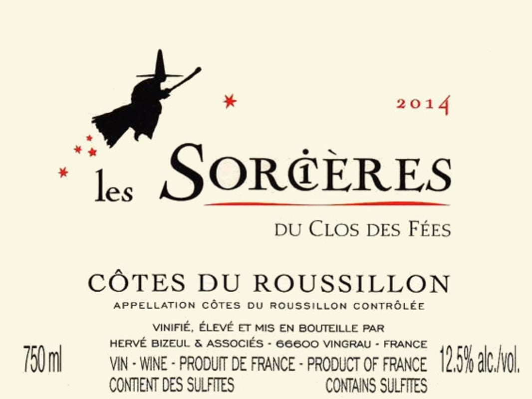 Le Close des Fees Cotes du Roussillon Les Sorcieres Blanc 2014 Front Label