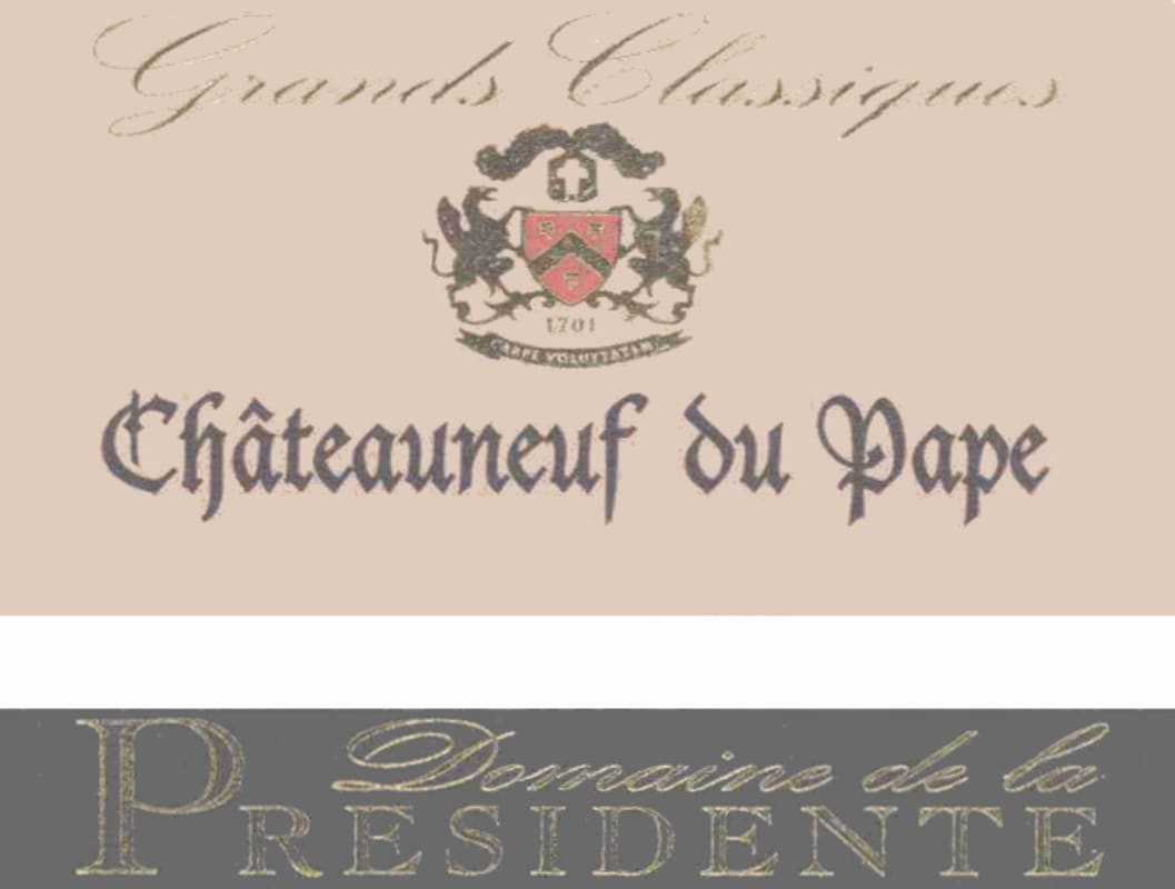 Le Domaine de la Présidente Chateauneuf-du-Pape Grands Classiques Blanc 2004 Front Label