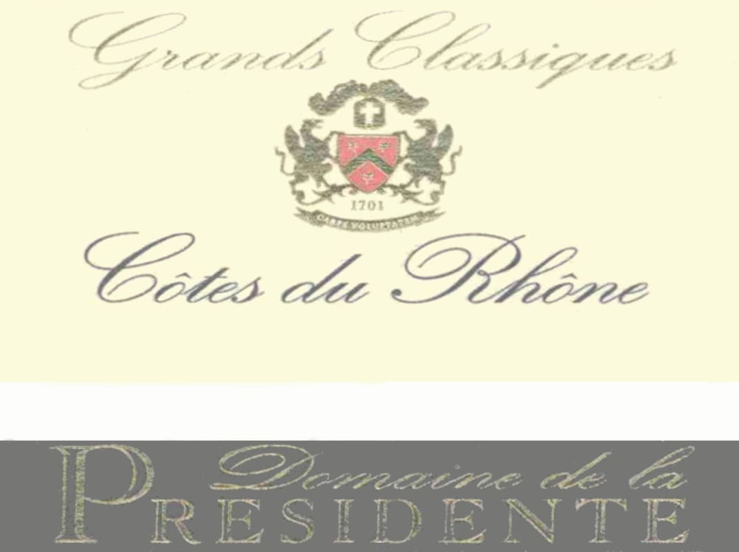 Le Domaine de la Présidente Cotes du Rhone Grands Classiques Blanc 2008 Front Label