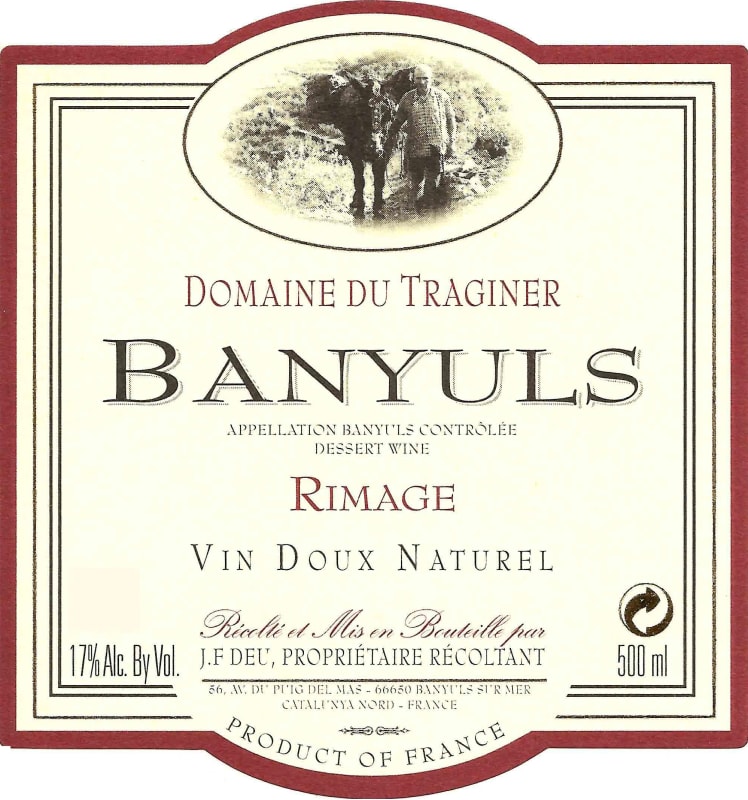 Le Domaine Du Traginer Banyuls Rimage 2011 Front Label