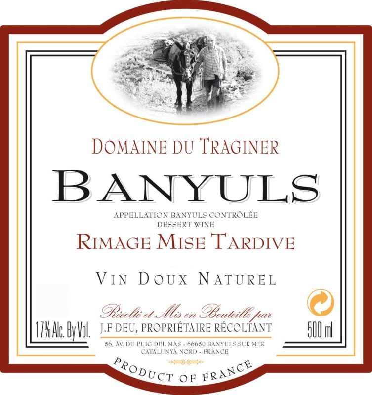 Le Domaine Du Traginer Banyuls Rimage Mise Tardive 2010 Front Label