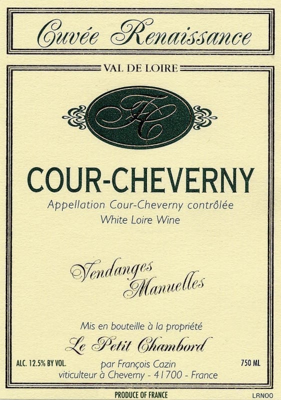 Le Petit Chambord Cour-Cheverny Cuvee Renaissance 2010 Front Label