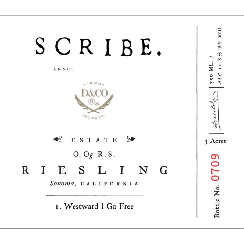 Scribe Estate Riesling 2014 Front Label