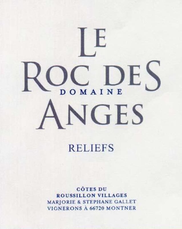 Le Roc des Anges Cotes du Roussillon Villages Reliefs 2013 Front Label