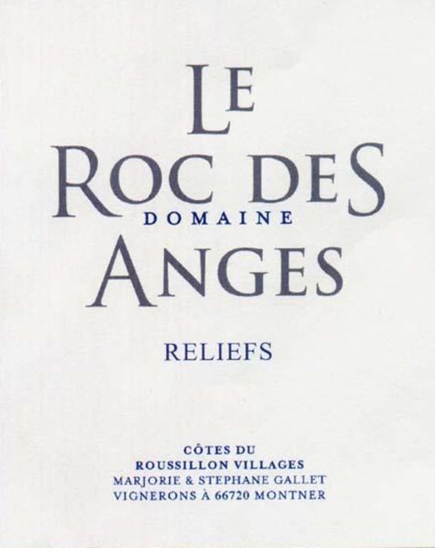 Le Roc des Anges Cotes du Roussillon Villages Reliefs 2010 Front Label