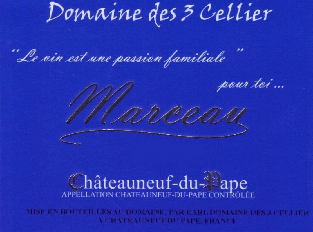 Les 3 Cellier Chateauneuf-du-Pape Marceau 2008 Front Label